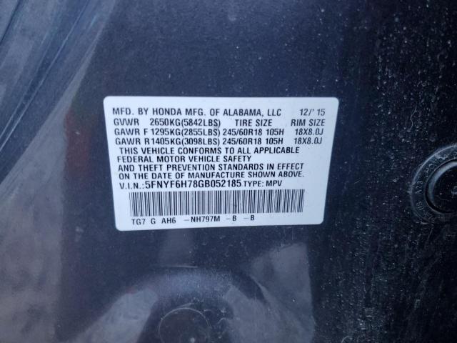 Photo 12 VIN: 5FNYF6H78GB052185 - HONDA PILOT EXLN 