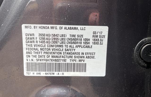 Photo 9 VIN: 5FNYF6H7XHB027192 - HONDA PILOT EXLN 