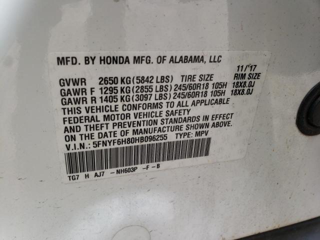 Photo 9 VIN: 5FNYF6H80HB096255 - HONDA PILOT EXL 