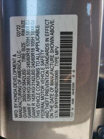 Photo 12 VIN: 5FNYF6H82NB039065 - HONDA PILOT 