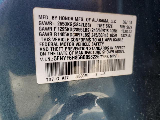 Photo 13 VIN: 5FNYF6H85GB098226 - HONDA PILOT 