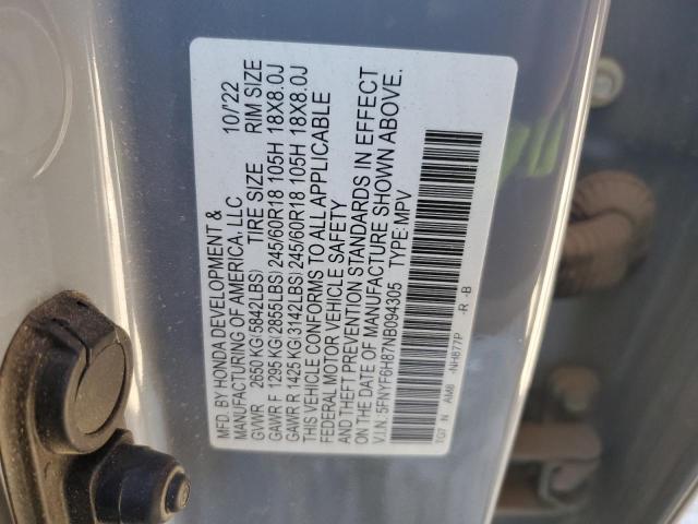 Photo 12 VIN: 5FNYF6H87NB094305 - HONDA PILOT TRAI 