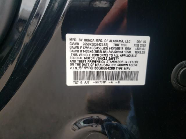 Photo 9 VIN: 5FNYF6H88GB004209 - HONDA PILOT EXL 