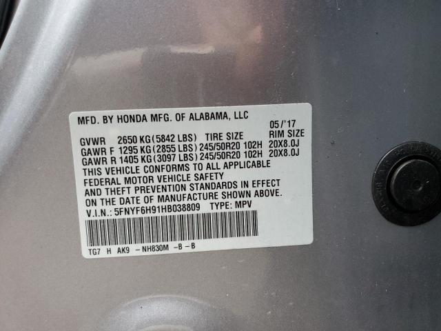 Photo 13 VIN: 5FNYF6H91HB038809 - HONDA PILOT 