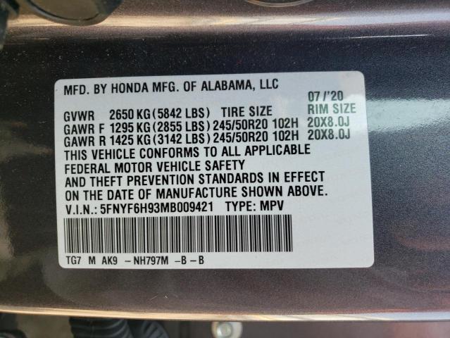 Photo 13 VIN: 5FNYF6H93MB009421 - HONDA PILOT TOUR 