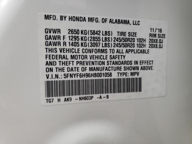 Photo 12 VIN: 5FNYF6H96HB001058 - HONDA PILOT 