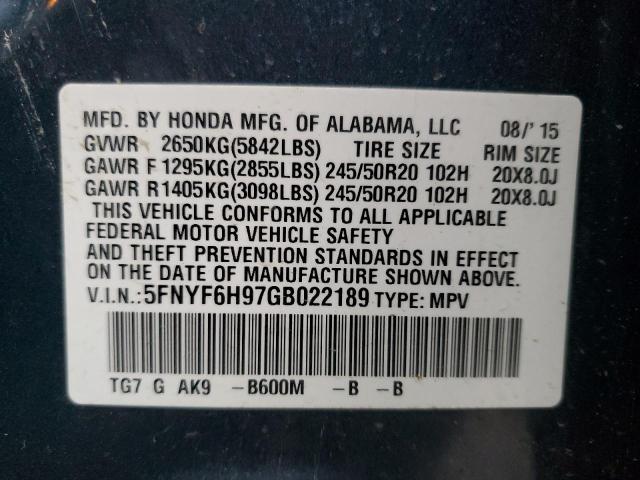 Photo 12 VIN: 5FNYF6H97GB022189 - HONDA PILOT 