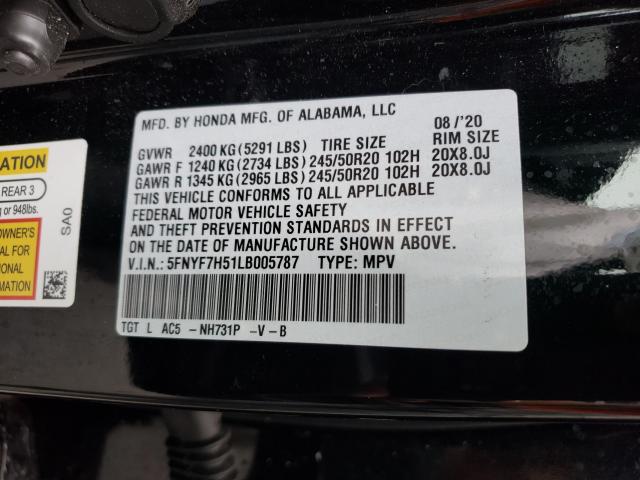 Photo 9 VIN: 5FNYF7H51LB005787 - HONDA PASSPORT E 