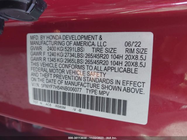 Photo 8 VIN: 5FNYF7H54NB006077 - HONDA PASSPORT 