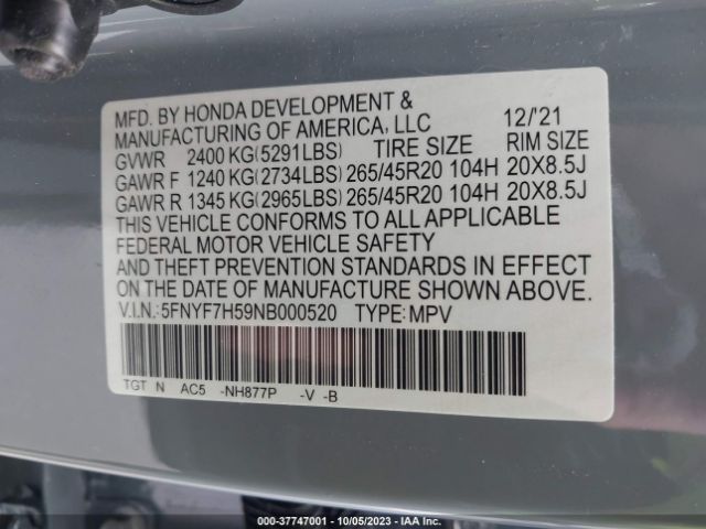 Photo 8 VIN: 5FNYF7H59NB000520 - HONDA PASSPORT 