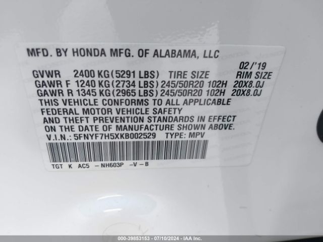 Photo 8 VIN: 5FNYF7H5XKB002529 - HONDA PASSPORT 