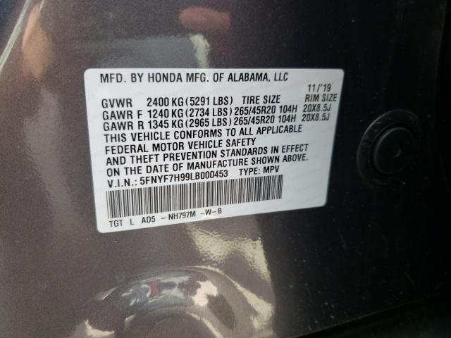 Photo 9 VIN: 5FNYF7H99LB000453 - HONDA PASSPORT T 