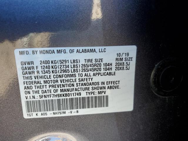 Photo 12 VIN: 5FNYF7H9XKB011749 - HONDA PASSPORT 