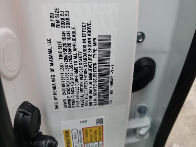 Photo 9 VIN: 5FNYF8H08LB017378 - HONDA PASSPORT E 