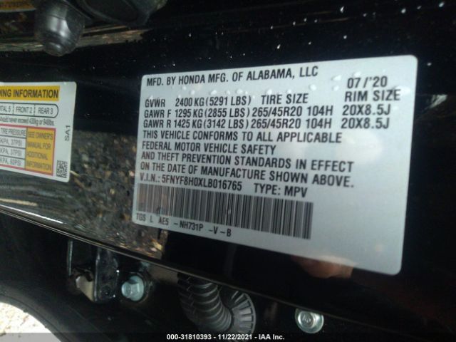 Photo 8 VIN: 5FNYF8H0XLB016765 - HONDA PASSPORT 