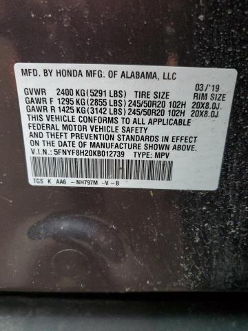 Photo 12 VIN: 5FNYF8H20KB012739 - HONDA PASSPORT S 