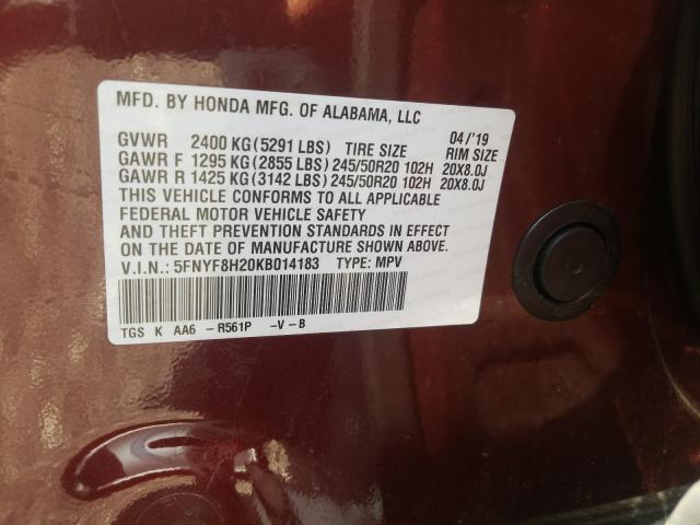 Photo 9 VIN: 5FNYF8H20KB014183 - HONDA PASSPORT S 