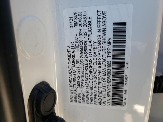 Photo 12 VIN: 5FNYF8H20MB031665 - HONDA PASSPORT S 