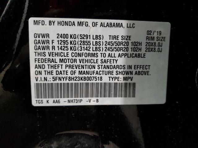 Photo 12 VIN: 5FNYF8H23KB007518 - HONDA PASSPORT 