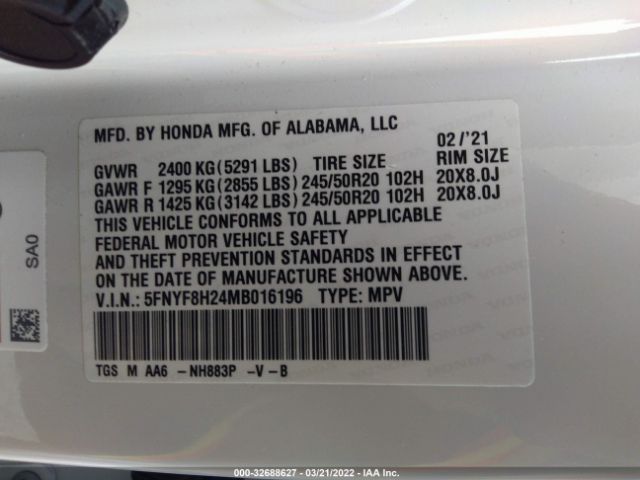 Photo 8 VIN: 5FNYF8H24MB016196 - HONDA PASSPORT 