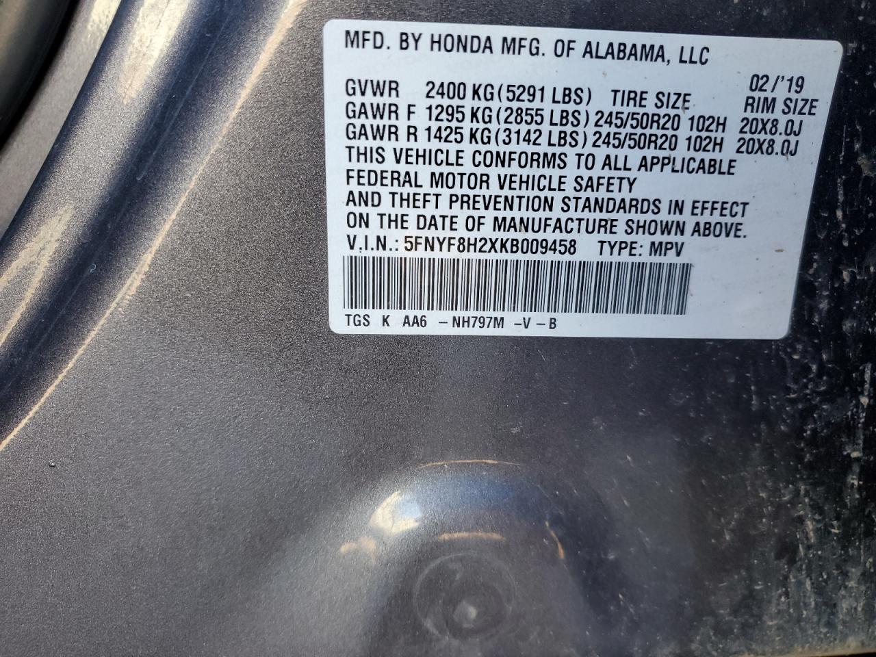 Photo 13 VIN: 5FNYF8H2XKB009458 - HONDA PASSPORT 