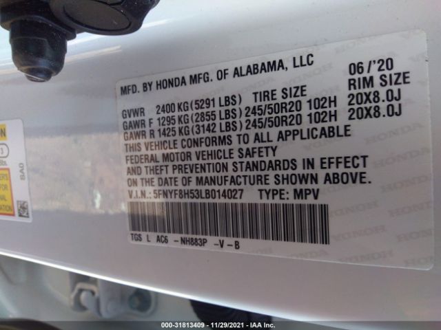 Photo 8 VIN: 5FNYF8H53LB014027 - HONDA PASSPORT 