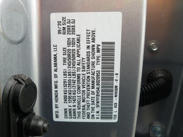 Photo 9 VIN: 5FNYF8H54LB020953 - HONDA PASSPORT E 