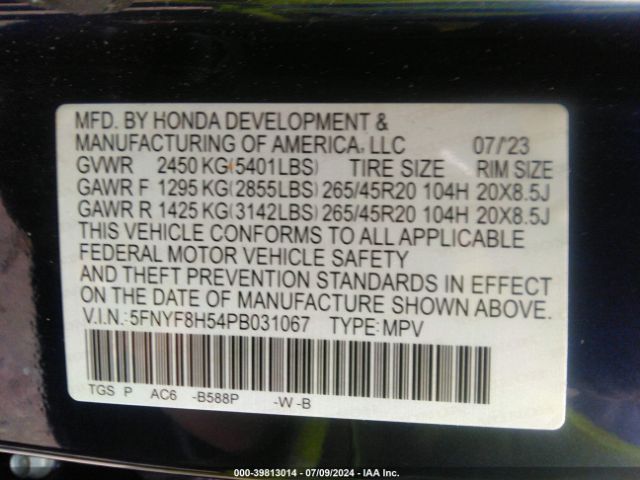 Photo 8 VIN: 5FNYF8H54PB031067 - HONDA PASSPORT 