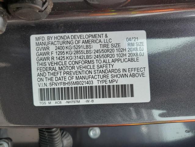 Photo 11 VIN: 5FNYF8H55MB021403 - HONDA PASSPORT E 