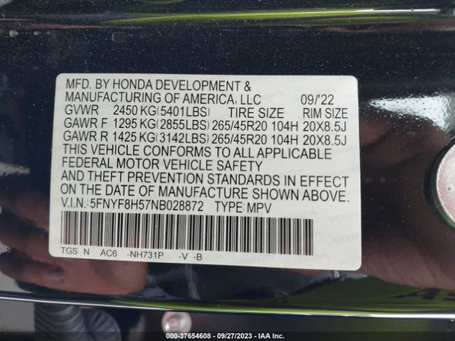 Photo 8 VIN: 5FNYF8H57NB028872 - HONDA PASSPORT 