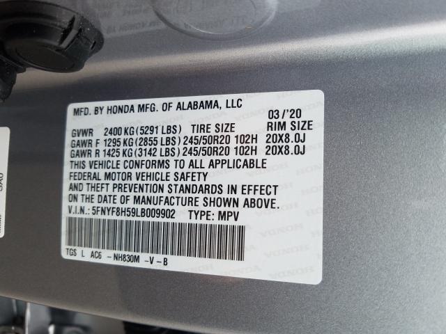 Photo 9 VIN: 5FNYF8H59LB009902 - HONDA PASSPORT E 