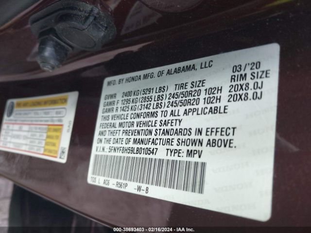 Photo 8 VIN: 5FNYF8H59LB010547 - HONDA PASSPORT 