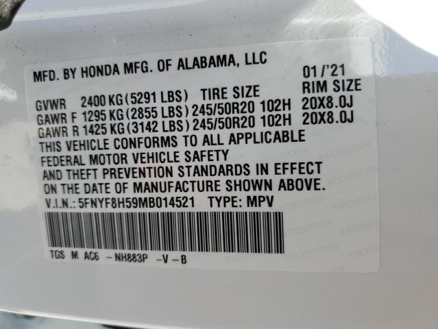 Photo 12 VIN: 5FNYF8H59MB014521 - HONDA PASSPORT E 