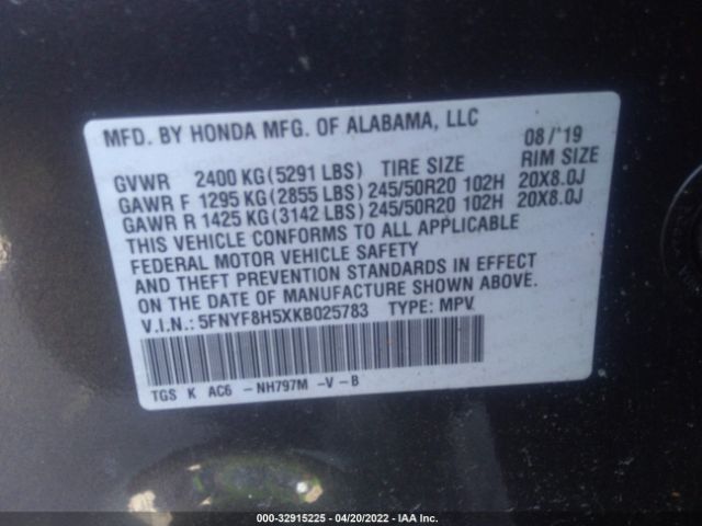 Photo 8 VIN: 5FNYF8H5XKB025783 - HONDA PASSPORT 