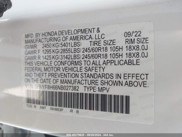 Photo 8 VIN: 5FNYF8H66NB027382 - HONDA PASSPORT 