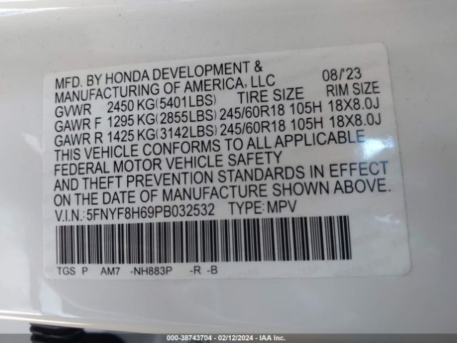 Photo 8 VIN: 5FNYF8H69PB032532 - HONDA PASSPORT 