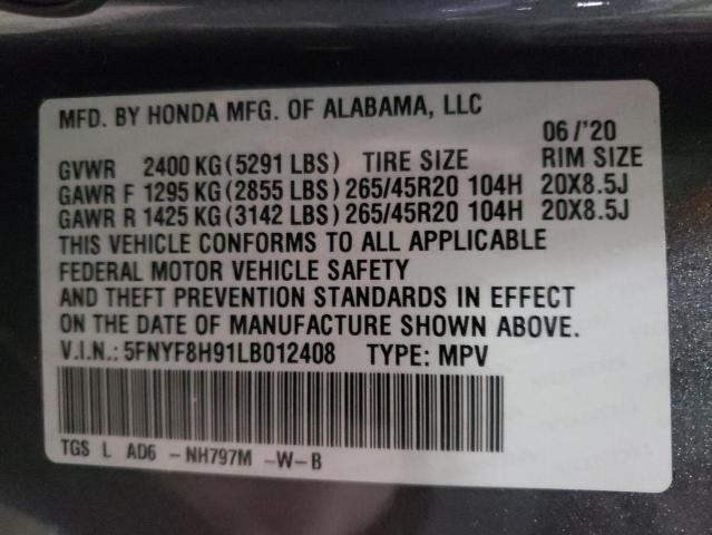 Photo 9 VIN: 5FNYF8H91LB012408 - HONDA PASSPORT T 