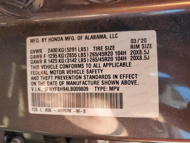 Photo 9 VIN: 5FNYF8H94LB009809 - HONDA PASSPORT T 