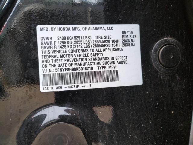 Photo 13 VIN: 5FNYF8H98KB018219 - HONDA PASSPORT T 