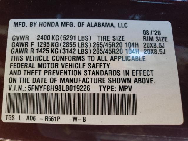 Photo 9 VIN: 5FNYF8H98LB019226 - HONDA PASSPORT T 