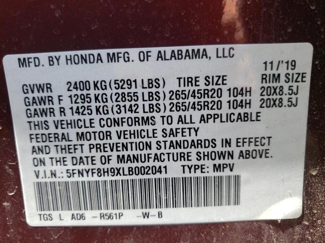 Photo 9 VIN: 5FNYF8H9XLB002041 - HONDA PASSPORT T 