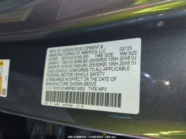 Photo 8 VIN: 5FNYG1H85PB015832 - HONDA PILOT 