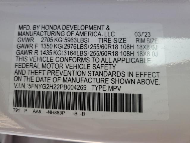 Photo 12 VIN: 5FNYG2H22PB004269 - HONDA PILOT LX 