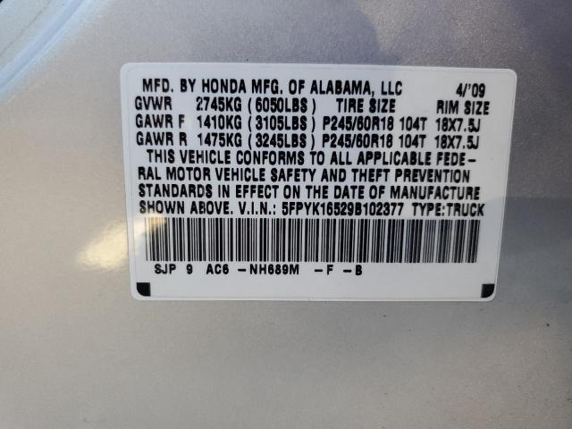 Photo 11 VIN: 5FPYK16529B102377 - HONDA RIDGELINE 