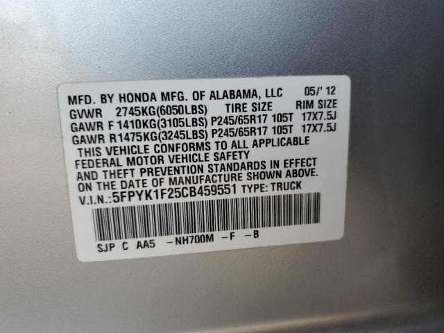 Photo 9 VIN: 5FPYK1F25CB459551 - HONDA RIDGELINE 