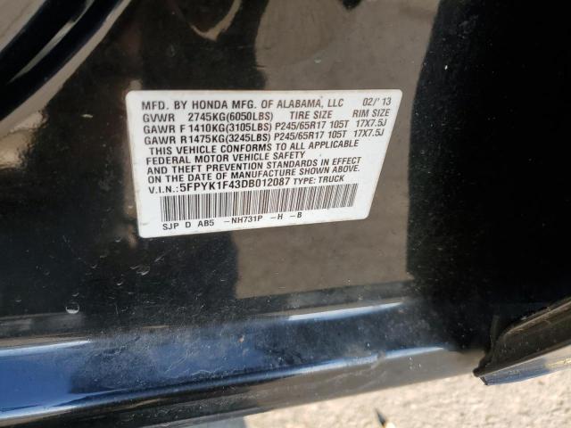 Photo 11 VIN: 5FPYK1F43DB012087 - HONDA RIDGELINE 