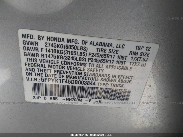 Photo 8 VIN: 5FPYK1F45DB003844 - HONDA RIDGELINE 