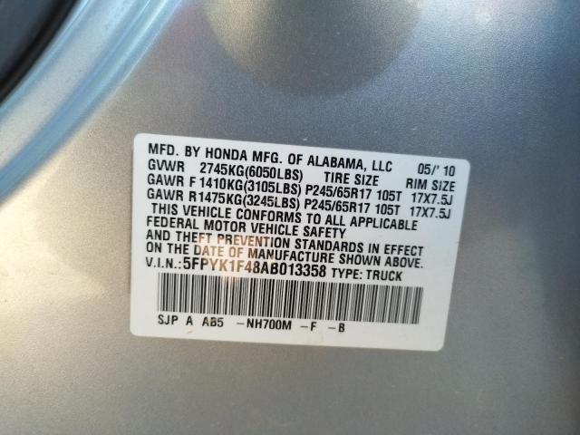 Photo 11 VIN: 5FPYK1F48AB013358 - HONDA RIDGELINE 