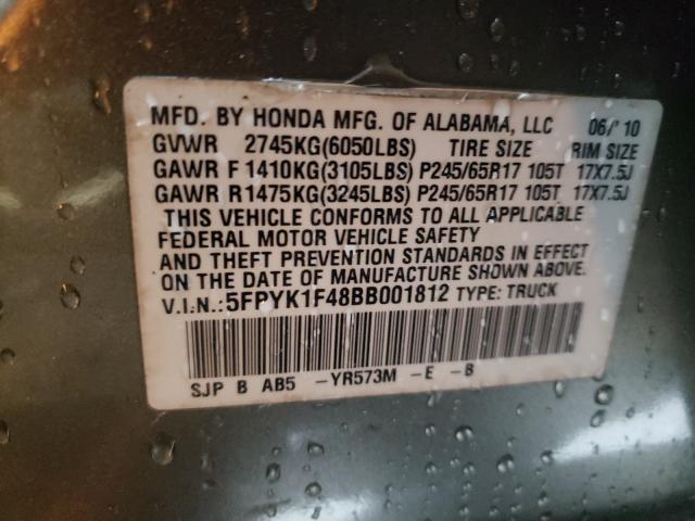 Photo 9 VIN: 5FPYK1F48BB001812 - HONDA RIDGELINE 