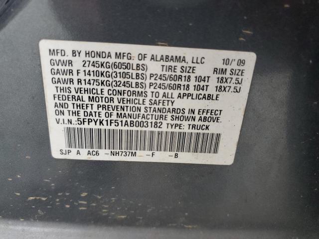 Photo 12 VIN: 5FPYK1F51AB003182 - HONDA RIDGELINE 